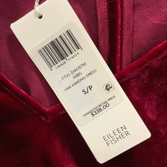 Eileen Fisher Hibiscus Velvet V-neck Kimono Dress - Picture 9 of 12